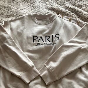 H&M Cream Sweatshirt with Black Paris Embroidery